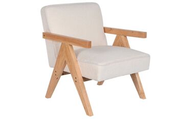 FAUTEUIL BOIS POLYESTER 64X66X79 MOUTON BLANC MB206615 1