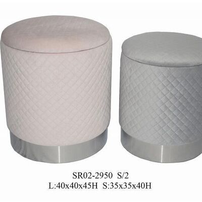 FOOTREST SET 2 POLYESTER MDF 40X40X45 PINK COVER MB206646