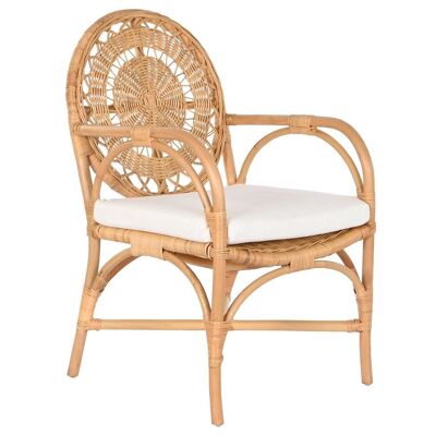 POLYESTER RATTAN CHAIR 55X65X90 WITH NATURAL CUSHION MB207617