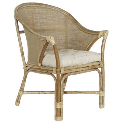 COTTON RATTAN ARMCHAIR 63X66X88 WITH NATURAL CUSHION MB207723