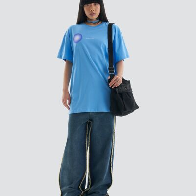 T-shirt oversize con grafica Nostalgia in blu