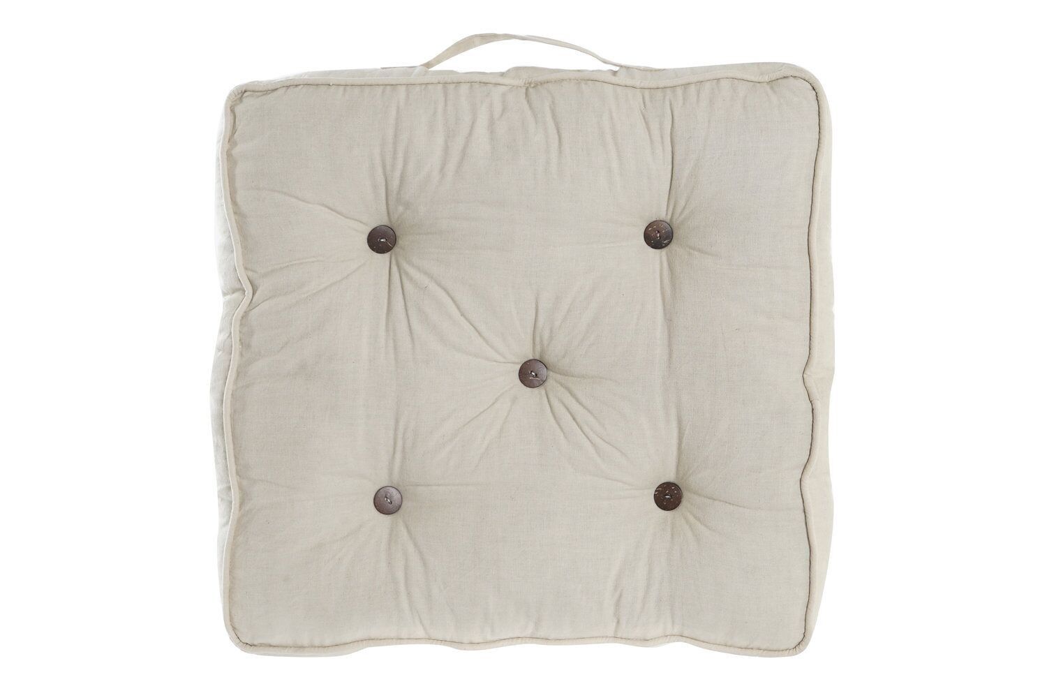 CUSCINO PAVIMENTO LINO COTONE 40X40X8 800 GR, MANICO BEIGE TX200109