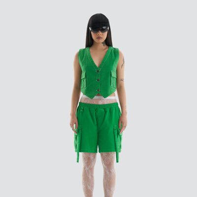 Pantalones cortos técnicos cargo en verde de Clubland Co-Ord