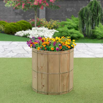 Jardinera Barril de Madera - Altura 60cm