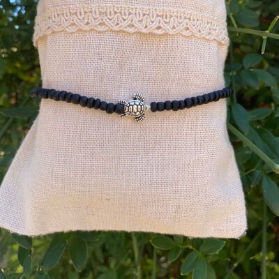 Pearl and sea turtle anklet