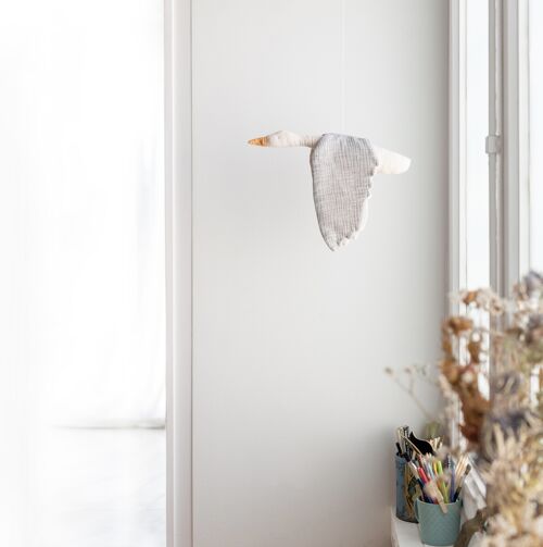 Móvil pájaro de tela, ganso decoración habitación bebé