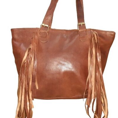Women's handle bag with fringes