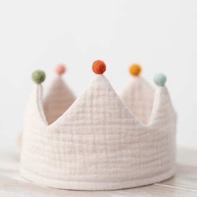 Corona de cumpleaños sable réversible, corona de tela de algodón orgánico