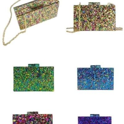 Multicolor Synthetic Mother-of-Pearl Acrylic Party Bag for Women