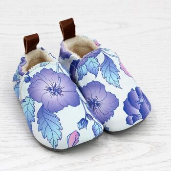 Chaussures enfant POLOLO | Pantoufles pieds nus | Seaqual Textile Fleur Bleu (Vegan) 1