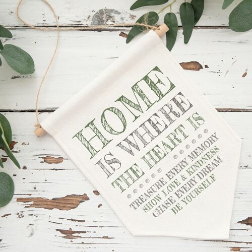 Hanging Linen Banner Home Is Where The Heart Is