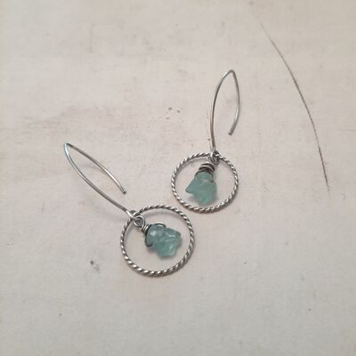 Boucles d'Oreilles Ethniques Apatite Bleue Argent 925