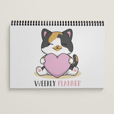 Weekly Desk Planner A4 Cat Love