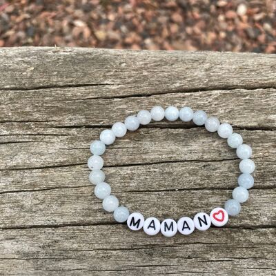 Lithotherapy elastic bracelet in natural Aquamarine, Special Mother's Day