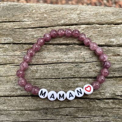Lithotherapy elastic bracelet in natural Lepidolite, Special Mother's Day
