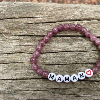Lithotherapy elastic bracelet in natural Lepidolite, Special Mother's Day