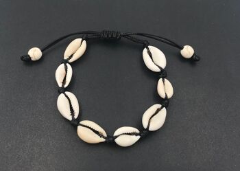 Bracelet noir réglable en coquillages Cauris 2
