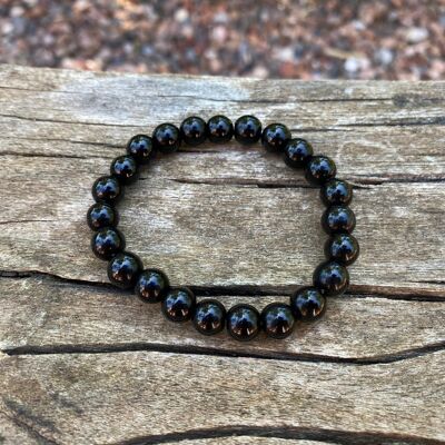 Lithotherapy elastic bracelet in natural Onyx