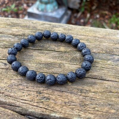 Natural Lava Stone Lithotherapy Elastic Bracelet