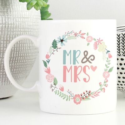 Taza de cerámica Mr & Mrs Wreath