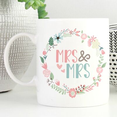 Ceramic Mug Mrs & Mrs Wreath