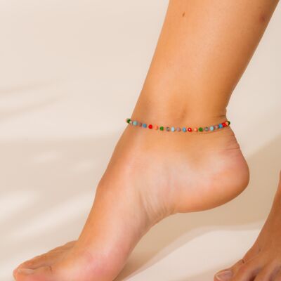 Anklet chain with multicolored beads