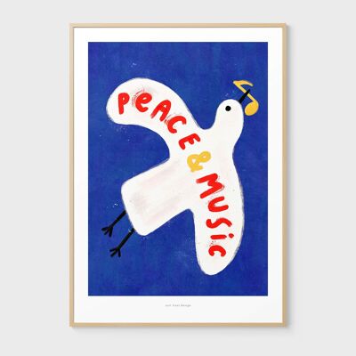 A3 Frieden & Musik | Illustrationskunstdruck