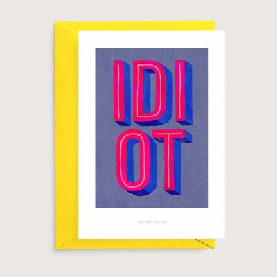 Idiot (bleu) mini impression d'art | Carte d'art d'illustration