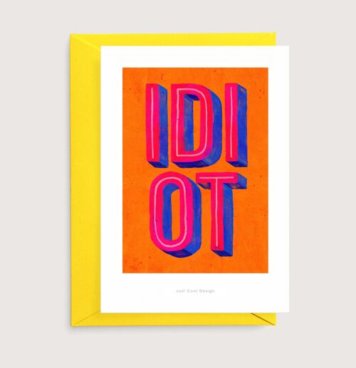Idiot (orange) mini art print | Illustration art card