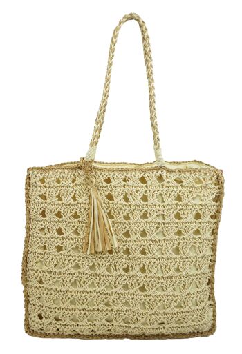 Sac porté épaule en papier S0135 Beige