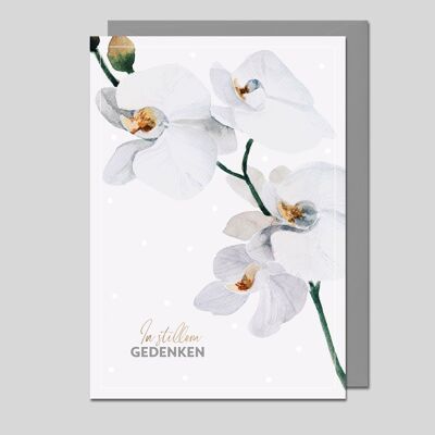 Stylish sympathy card IN SILENT MEMORY