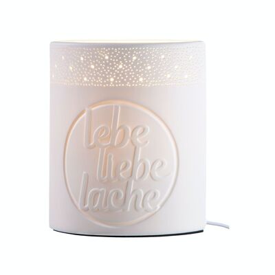 Porcelain lamp "live love laugh"