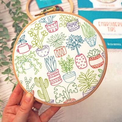 Houseplants Potted Plants Handmade Embroidery Kit Hoop Art