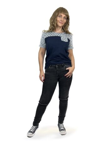 Patron papier top Nicky (manches longues et T-shirt) avec poche, taille. 32 - 52 | Patron de couture femme avec instructions de couture colorées (allemand) 3