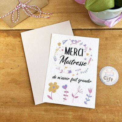Plantable card "Thank you mistress for making me grow" - Floral collection