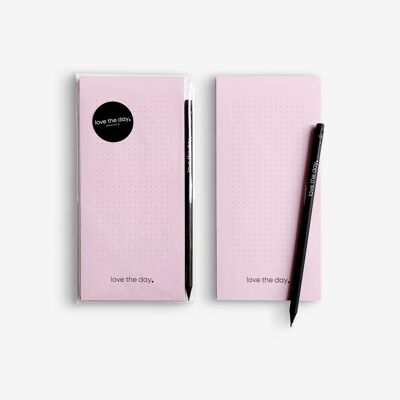 Bloc-notes LOVE THE DAY avec crayon