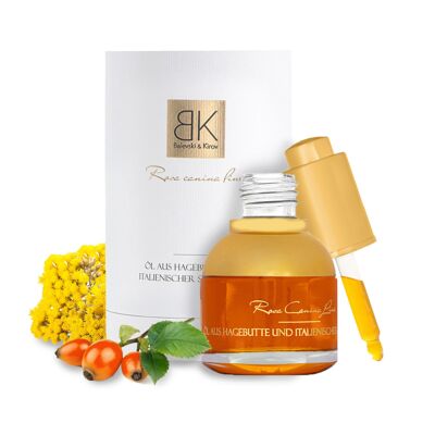 Kaltgepresstes Hagebuttenöl mit italienischer Strohblume 30 ml Premium Bio-Produkt