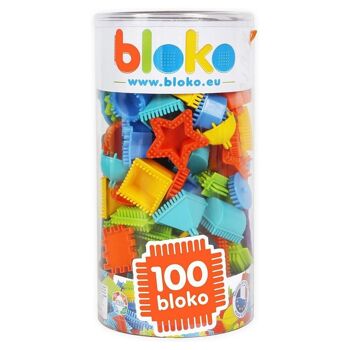 Tube 100 Bloko Multi couleurs et formes - Jeu de Construction - Dès 12 mois - 503503 1
