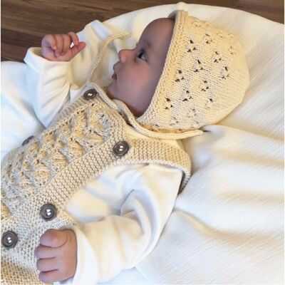 Coton biologique Handknit Cable Bloomer et Bonnet-Girl Cadeau d’anniversaire- Baby Shower Gift-Girl Bloomer Knit Model-vintage Girl Gift Set