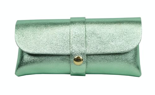 Etui à lunette en cuir Vert d'eau