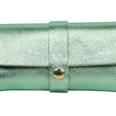 Water green leather glasses case