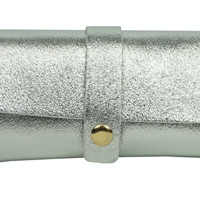 Silver leather glasses case