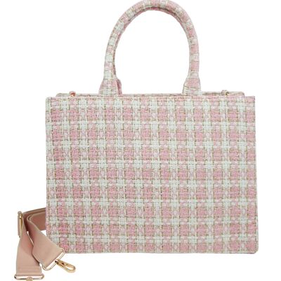 Tweed pattern shopping bag 36233-1 Pink