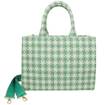 Tweed pattern shopping bag 36233-1 Green