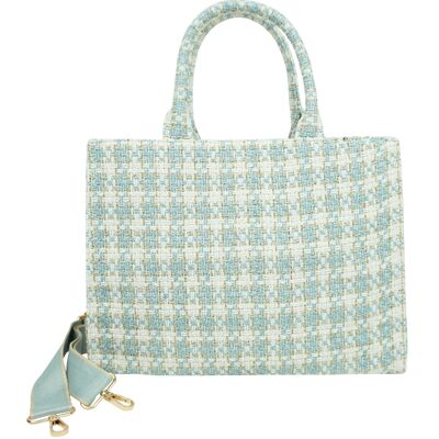 Tweed pattern shopping bag 36233-1 sky blue