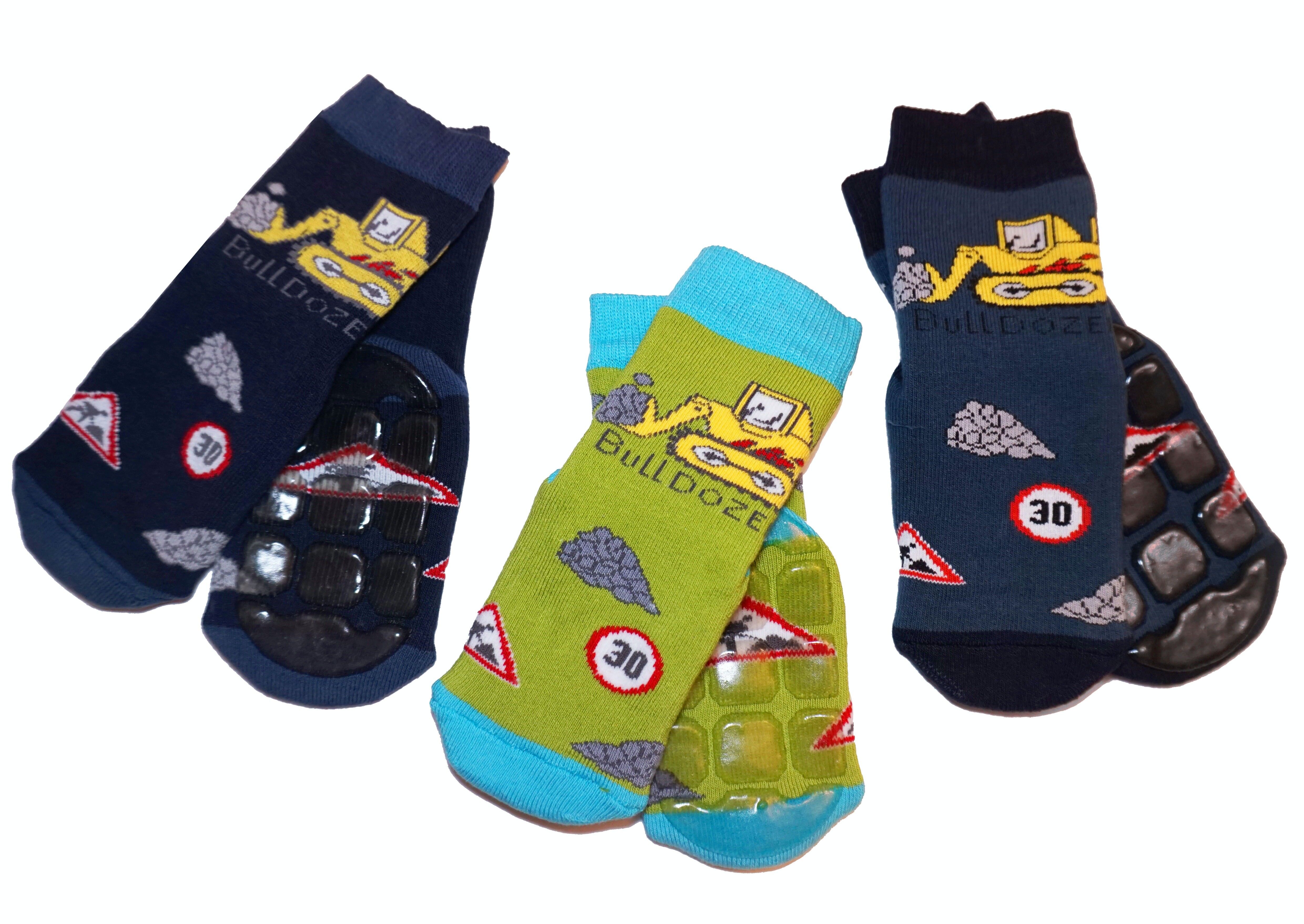 Chaussettes antidérapantes pour enfants >>Bulldozer<<