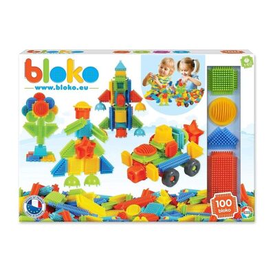 Box mit 100 Bloko Multi-Farben und -Formen mit Rädern – ab 12 Monaten – 503510