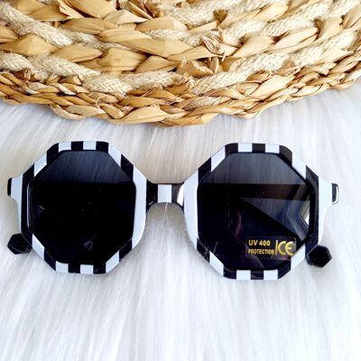 Sonnenbrille Sunny Streifen schwarz/weiß Kinder | Kindersonnenbrille