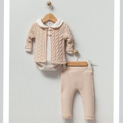 A Pack of Four Organic Cotton Modern Style Pearl Button Girl's Knitwear Set