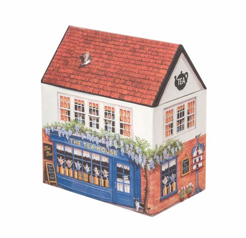 storage tin in shape of house